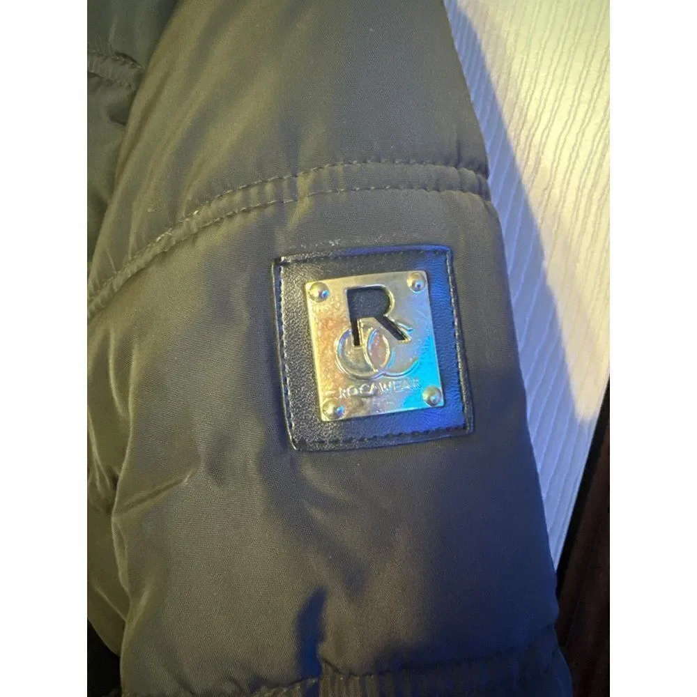 Rocawear Women's Plus Double-Zip Belted Hooded Puffer‎ Jacket Size 1X
